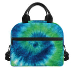 Blue Green And White Tie Dye Print Insulated Lunch Bag