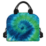 Blue Green And White Tie Dye Print Insulated Lunch Bag