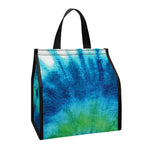 Blue Green And White Tie Dye Print Insulated Lunch Tote