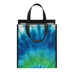 Blue Green And White Tie Dye Print Insulated Lunch Tote