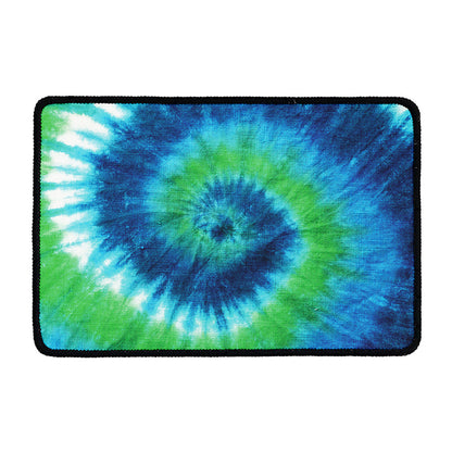 Blue Green And White Tie Dye Print Kitchen Mat