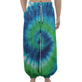 Blue Green And White Tie Dye Print Lantern Pants