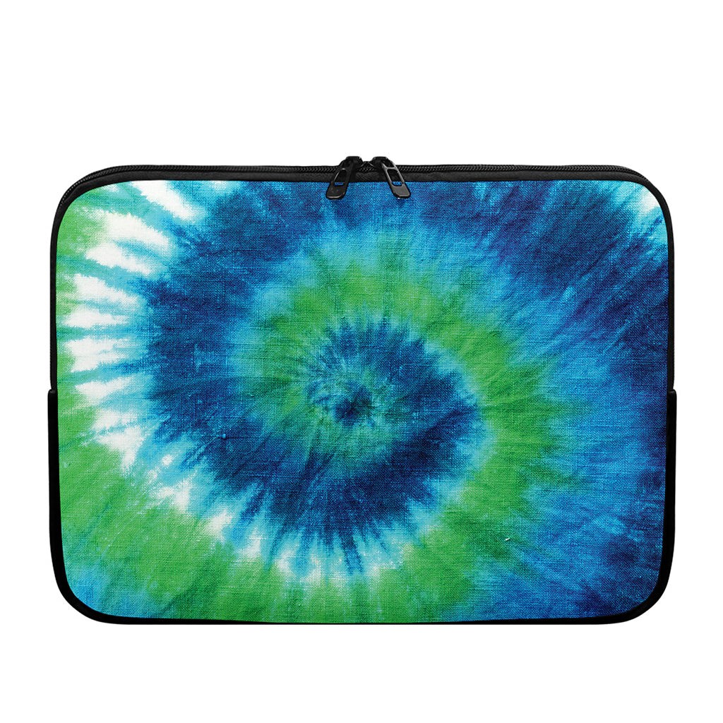 Blue Green And White Tie Dye Print Laptop Sleeve