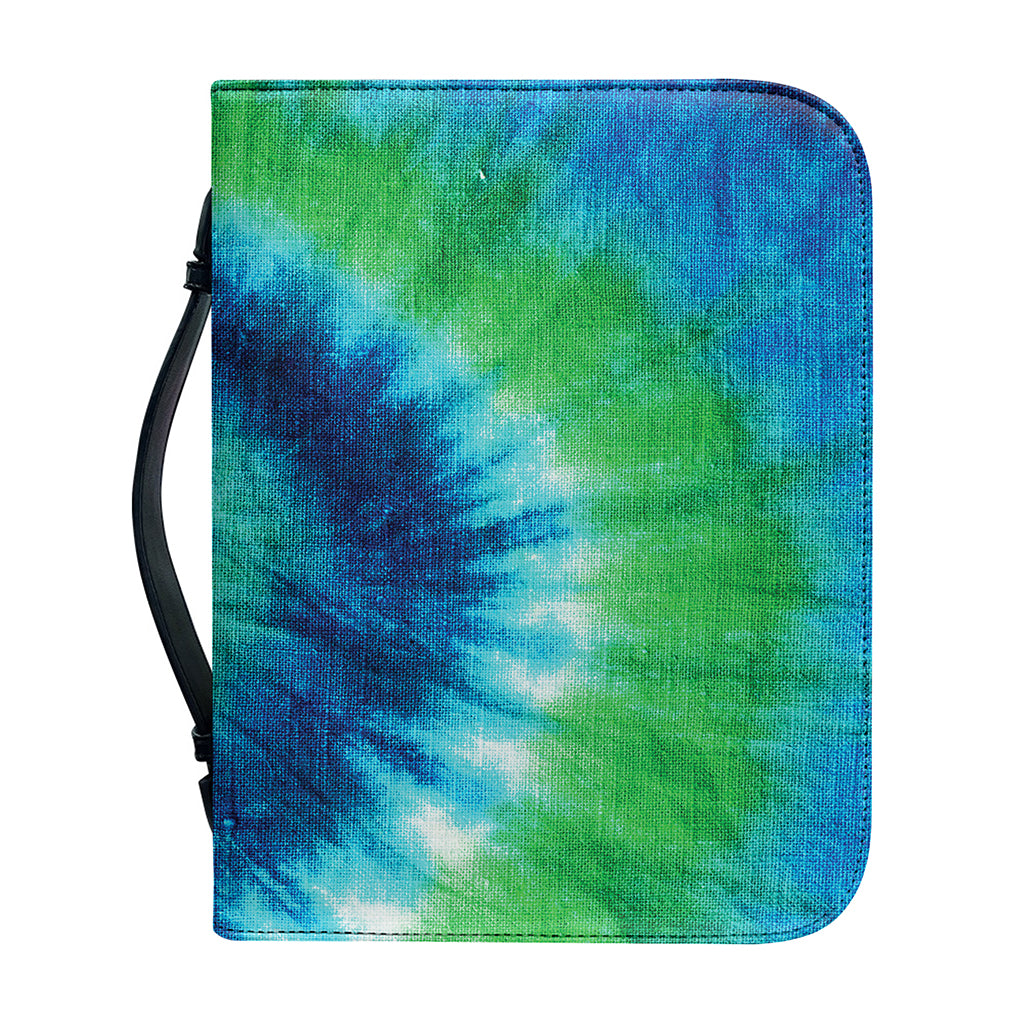 Blue Green And White Tie Dye Print Leather Bible Cover