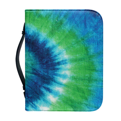 Blue Green And White Tie Dye Print Leather Bible Cover