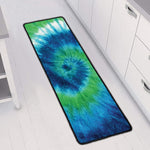 Blue Green And White Tie Dye Print Long Kitchen Mat