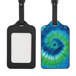 Blue Green And White Tie Dye Print Luggage Tag