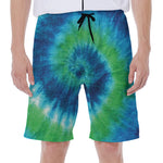 Blue Green And White Tie Dye Print Men's Beach Shorts