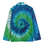 Blue Green And White Tie Dye Print Men's Blazer