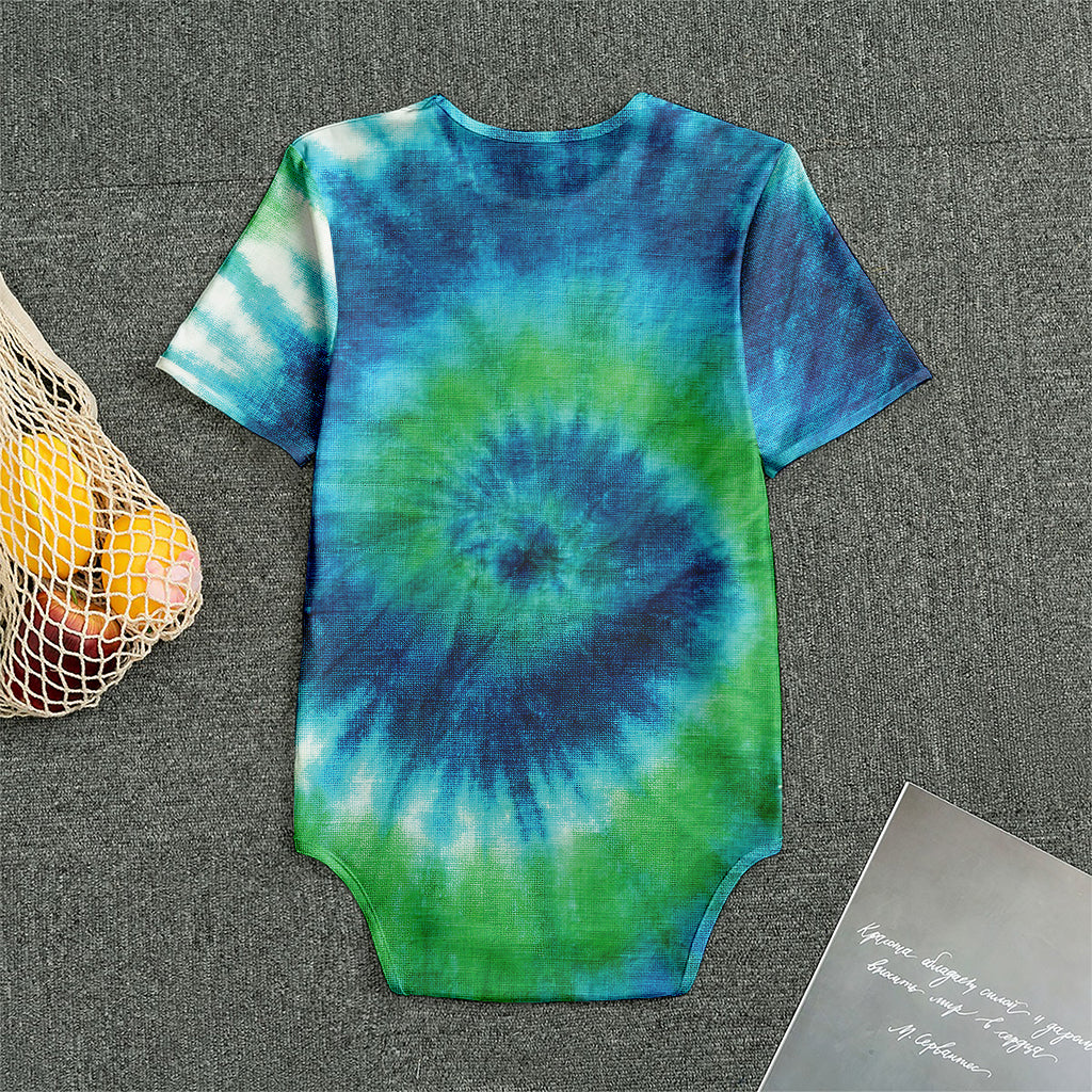 Blue Green And White Tie Dye Print Men's Bodysuit