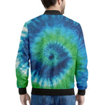 Blue Green And White Tie Dye Print Men's Bomber Jacket