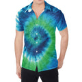 Blue Green And White Tie Dye Print Men's Shirt