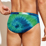 Blue Green And White Tie Dye Print Men's Swim Briefs