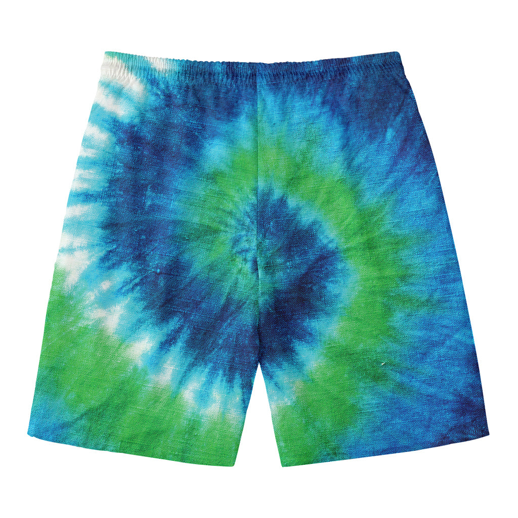 Blue Green And White Tie Dye Print Men's Swim Trunks