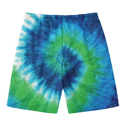 Blue Green And White Tie Dye Print Men's Swim Trunks