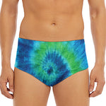 Blue Green And White Tie Dye Print Men's Triangle Swim Briefs