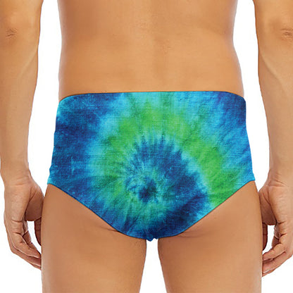 Blue Green And White Tie Dye Print Men's Triangle Swim Briefs