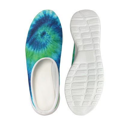 Blue Green And White Tie Dye Print Mesh Casual Shoes