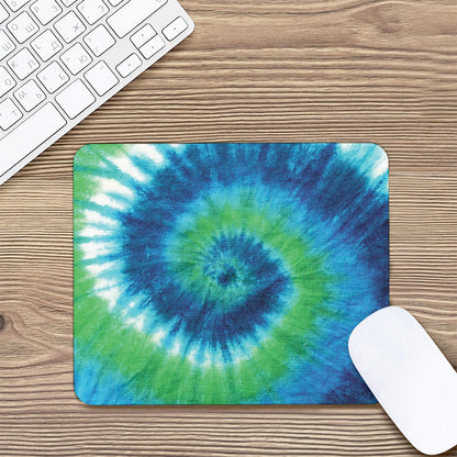Blue Green And White Tie Dye Print Mouse Pad