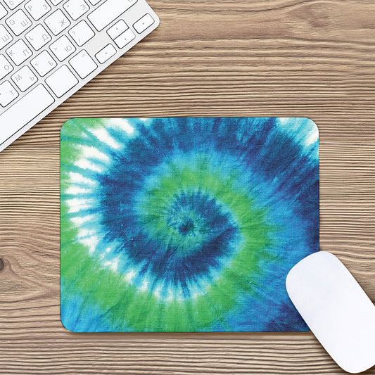 Blue Green And White Tie Dye Print Mouse Pad