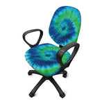 Blue Green And White Tie Dye Print Office Chair Cover