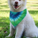 Blue Green And White Tie Dye Print Over The Collar Dog Bandana