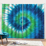 Blue Green And White Tie Dye Print Pencil Pleat Curtains