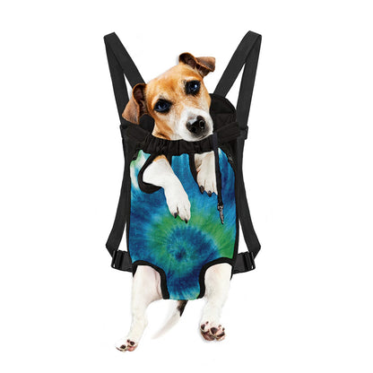 Blue Green And White Tie Dye Print Pet Carrier Backpack