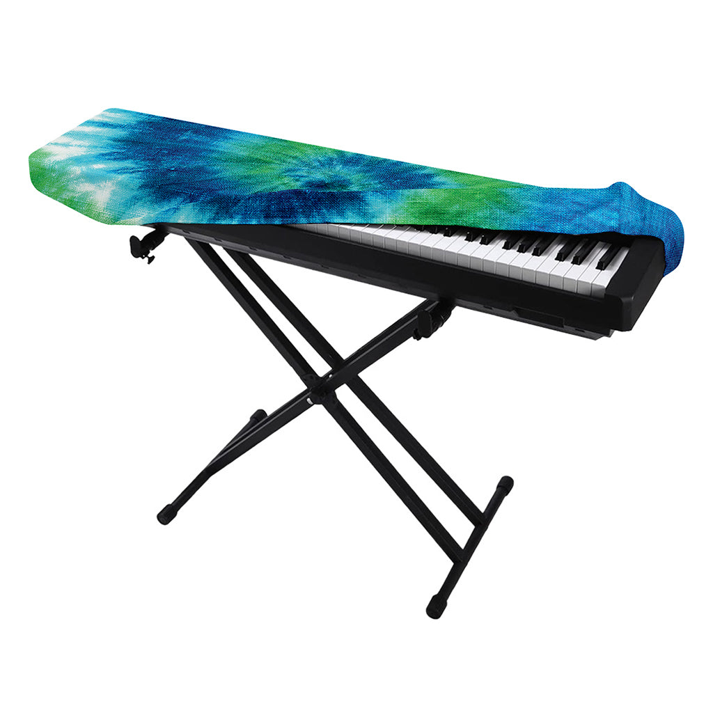 Blue Green And White Tie Dye Print Piano Keyboard Cover