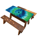 Blue Green And White Tie Dye Print Picnic Table Cover
