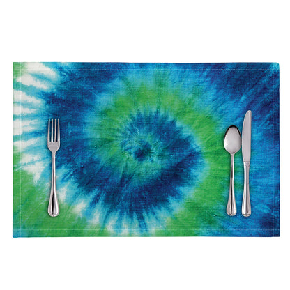 Blue Green And White Tie Dye Print Placemat