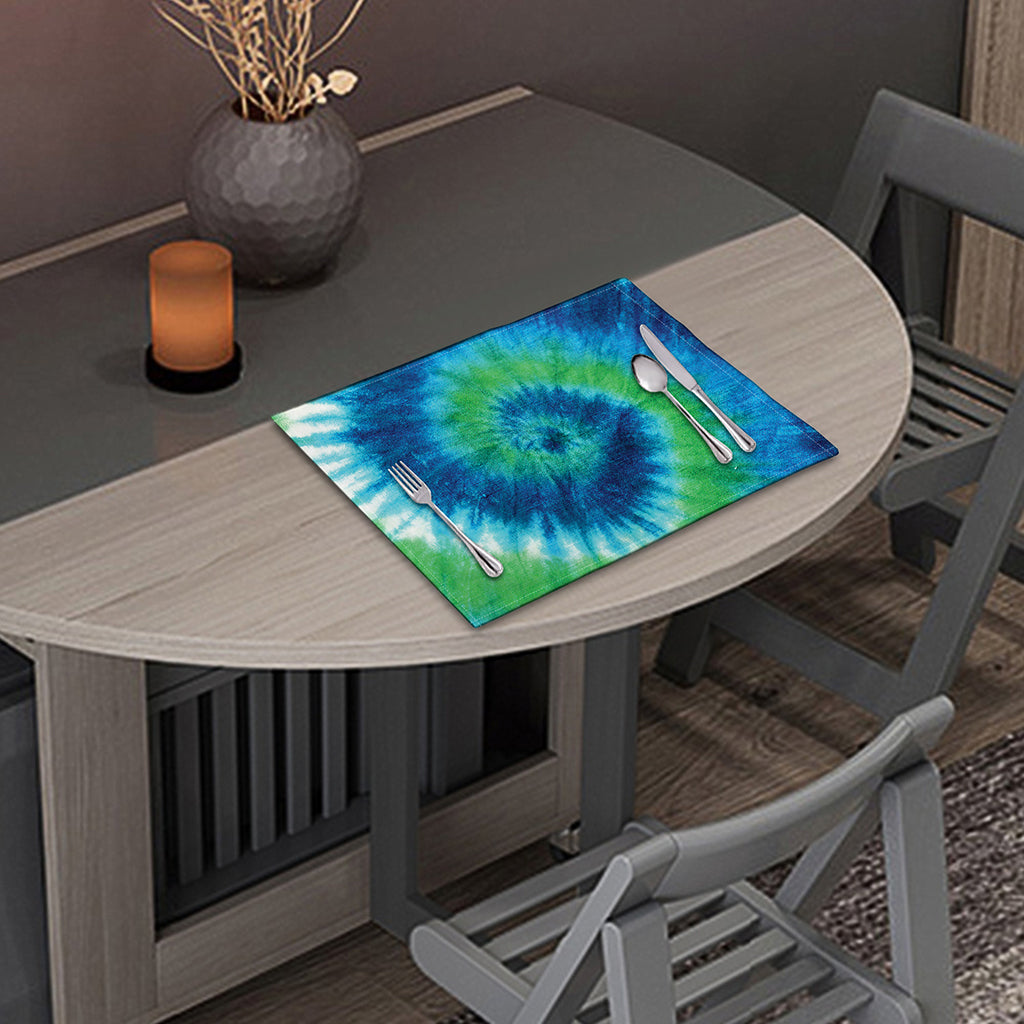 Blue Green And White Tie Dye Print Placemat
