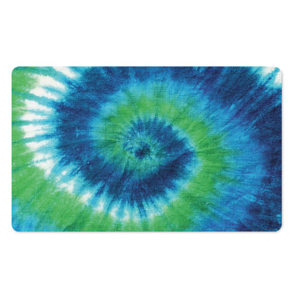 Blue Green And White Tie Dye Print Polyester Doormat