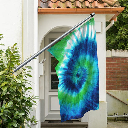 Blue Green And White Tie Dye Print Polyester Flag