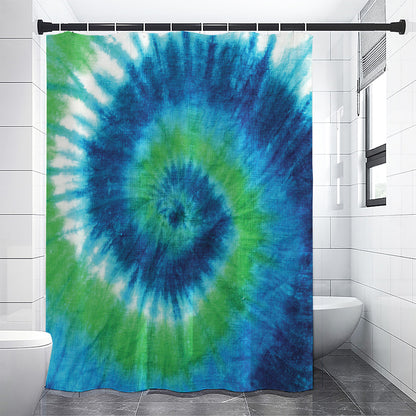 Blue Green And White Tie Dye Print Premium Shower Curtain
