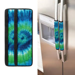 Blue Green And White Tie Dye Print Refrigerator Handle Covers