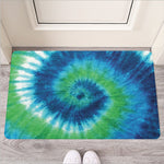 Blue Green And White Tie Dye Print Rubber Doormat