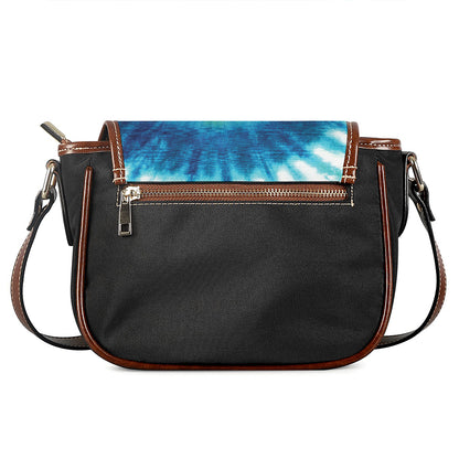 Blue Green And White Tie Dye Print Saddle Bag