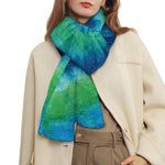 Blue Green And White Tie Dye Print Scarf