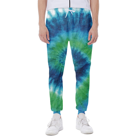 Blue Green And White Tie Dye Print Scuba Joggers