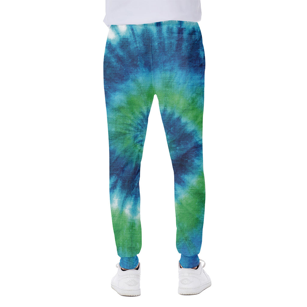 Blue Green And White Tie Dye Print Scuba Joggers