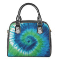 Blue Green And White Tie Dye Print Shoulder Handbag