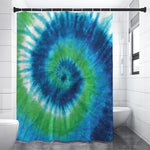 Blue Green And White Tie Dye Print Shower Curtain