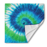 Blue Green And White Tie Dye Print Silk Bandana