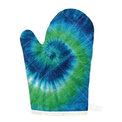 Blue Green And White Tie Dye Print Single Oven Mitt