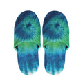 Blue Green And White Tie Dye Print Slippers