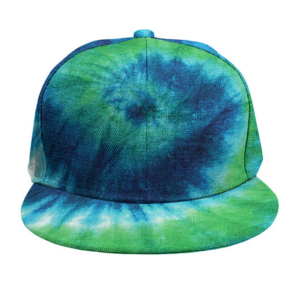 Blue Green And White Tie Dye Print Snapback Cap