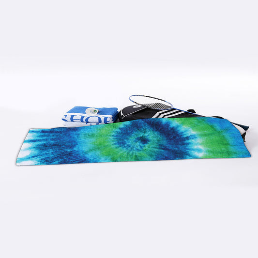 Blue Green And White Tie Dye Print Sports Towel