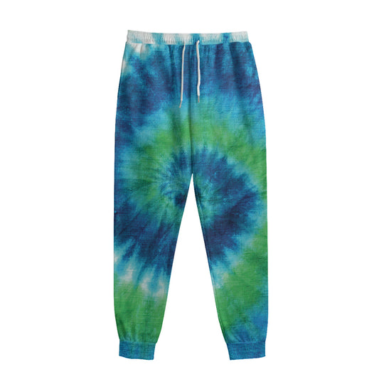 Blue Green And White Tie Dye Print Sweatpants
