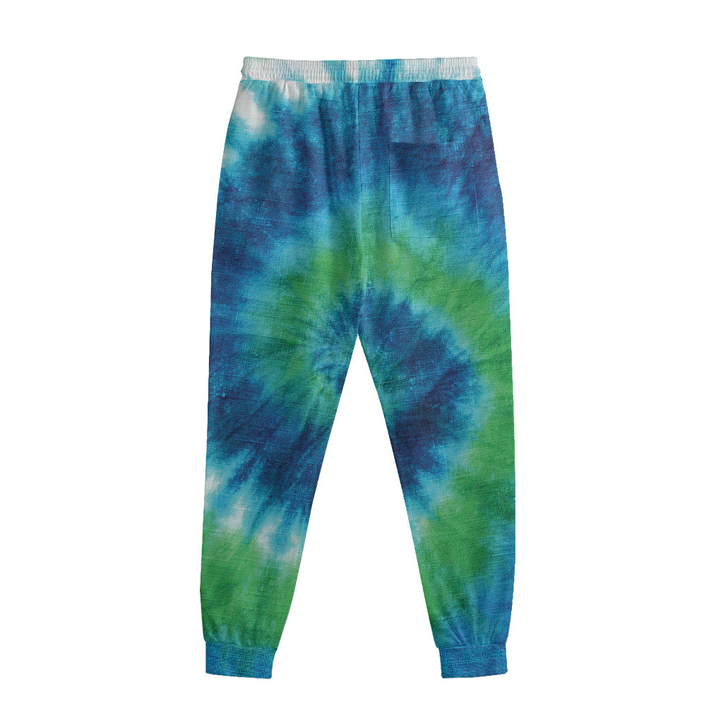 Blue Green And White Tie Dye Print Sweatpants